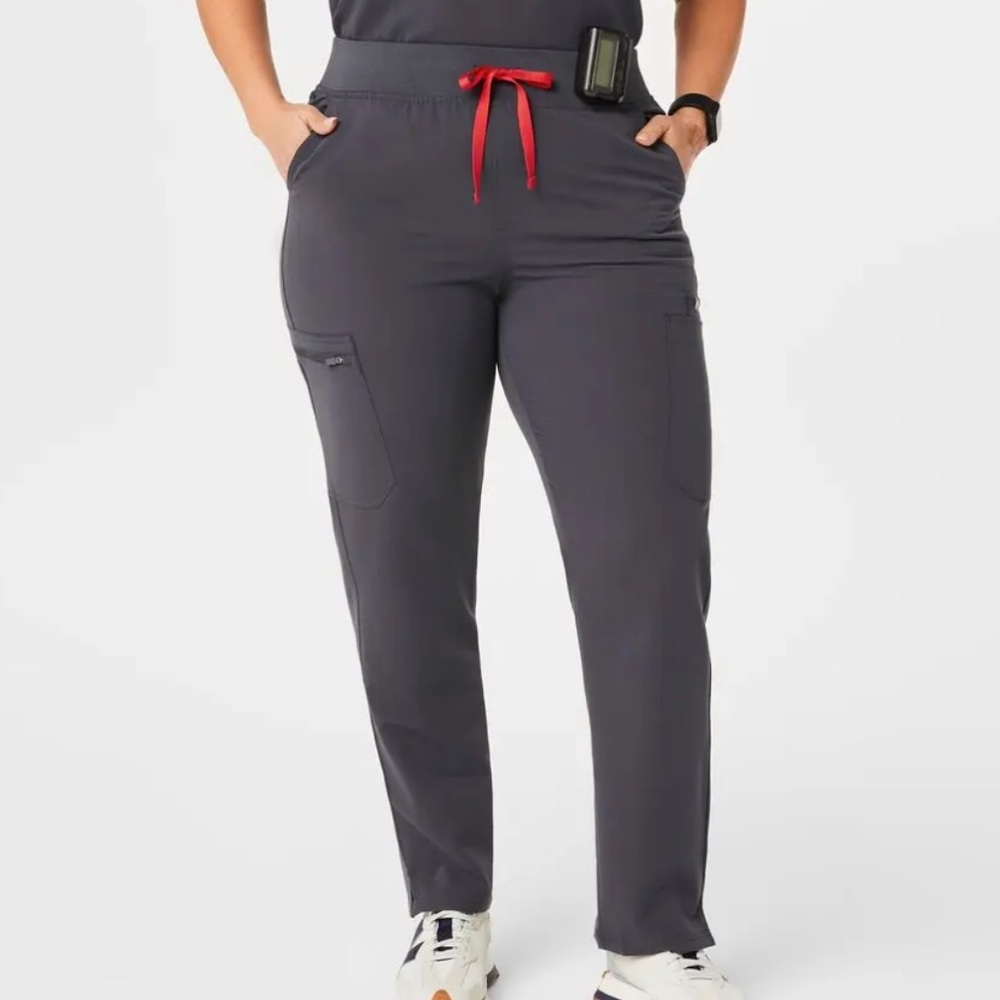 High Waisted Yola Skinny Scrub Pants Figs Size XSR Charcoal